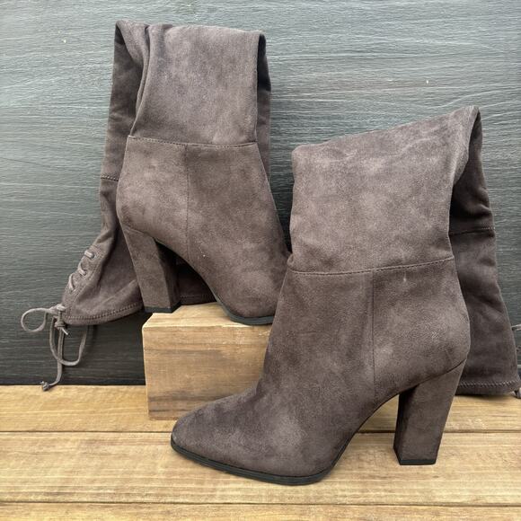 NWOT Vince Camuto Madolee Over the Knee Boot Taupe Grey Suede Side Zip US 7.5 M - Picture 6 of 16